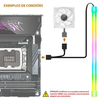 Imagem de Barra de LED Redonda 30cm Gabinete ARGB 3 Pinos 5V Coolmoon