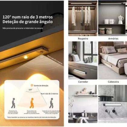 Imagem de Barra De Luz Com Sensor Inteligente De Led 80cm 3000mah quente,frio e neutro