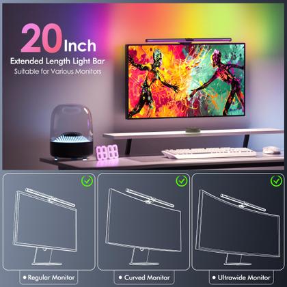 Imagem de Barra de Luz de Monitor Quntis RGB Pro+ 20" com Controle Remoto