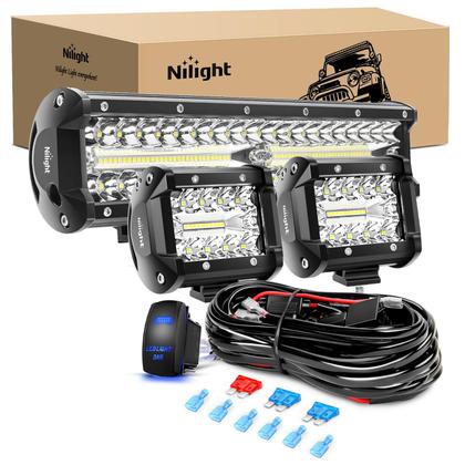 Imagem de Barra de luz LED Nilight 30 cm 300 W Triple Row Spot Flood Combo