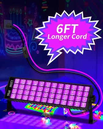 Imagem de Barra de luz preta LED ISUERFY 120W 110V com interruptor e cabo de 1,8 m