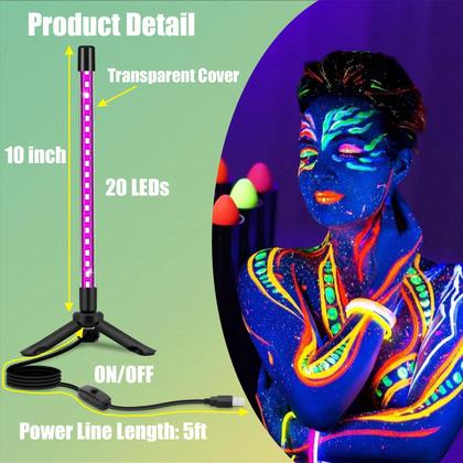 Imagem de Barra de luz preta USB NEWREACH, pacote com 2 cabos LED portáteis de 5 pés