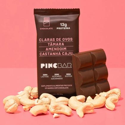 Imagem de Barra de Proteína Pincbar Chocolate, Claras de Ovos, Tâmara, Amendoim, Castanha de Caju 50g