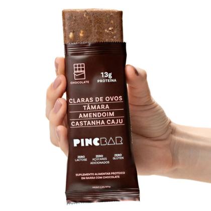 Imagem de Barra de Proteína Pincbar Chocolate, Claras de Ovos, Tâmara, Amendoim, Castanha de Caju 50g