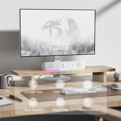 Imagem de Barra de som de mesa Redragon GS560 RGB 2.0 canais branca