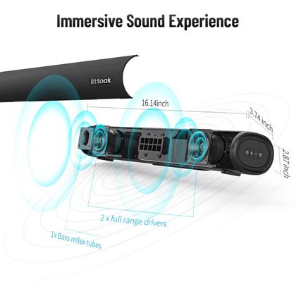 Imagem de Barra de som littoak Barra de som pequena para TV Bluetooth 5.0 50W