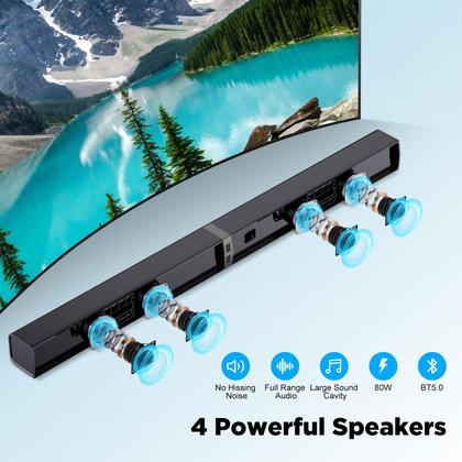 Imagem de Barra de som MZEIBO 80W Bluetooth 5.0 para Smart TV 2 em 1
