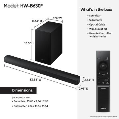Imagem de Barra de som Samsung B-Series HW-B630F 3.1 canais DTS Virtual:X 2025
