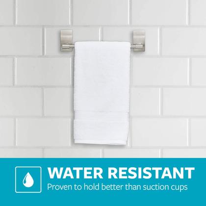 Imagem de Barra de toalha de mão Command Satin Nickel com 4 tiras resistentes à água