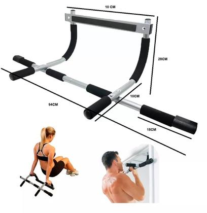 Imagem de Barra Fixa Porta Multifuncional Completa Exercicios Exercício Funcional Prata
