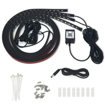 Imagem de Barra Led Neon Externo Fiat 500 2009 2010 2011 2012 RGB Embaixo Debaixo Tunning Top Controle Aplicativo App