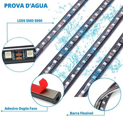 Imagem de Barra Led Neon Externo Suzuki Swift 1998 1999 2000 2001 RGB Luz Debaixo Abaixo Carro Controle Via Celular