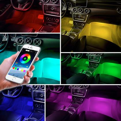 Imagem de Barra Led Neon RGB Interno Ford Edge 2011 2012 2013 2014 Luz Interna Controle Por App Aplicativo Tunning Automotivo Carro Barato
