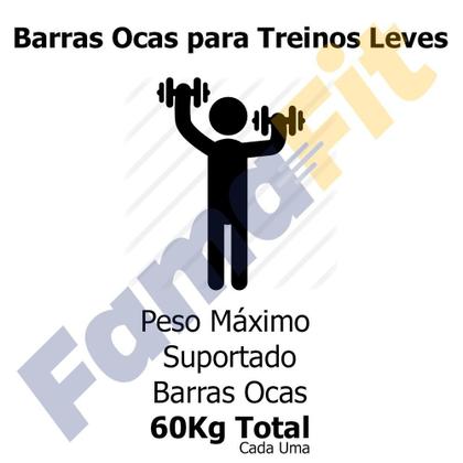 Imagem de Barra Oca 40 cm em aço Halteres Dumbell com Presilhas Musculação Peso Unidade