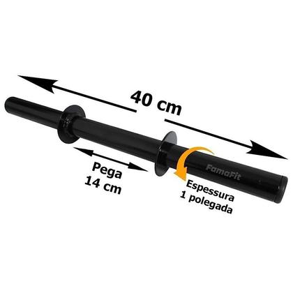 Imagem de Barra Oca 40 cm em aço Halteres Dumbell com Presilhas Musculação Peso Unidade