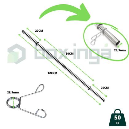 Imagem de Barra Para Supino Oca Com Presilhas 1,20m