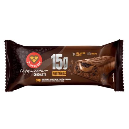 Imagem de Barra Proteica 3 Corações Cappuccino Chocolate 12 Unidades 50g