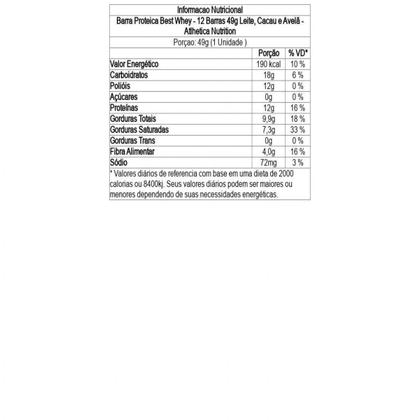 Imagem de Barra Proteica Best Whey - 12 Barras 49g Leite, Cacau e Avelã - Atlhetica Nutrition