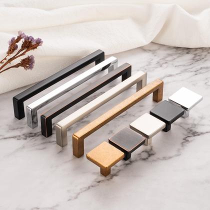 Imagem de Barra quadrada de níquel escovado ASKANO ZP2401 com alça de tração de gabinete