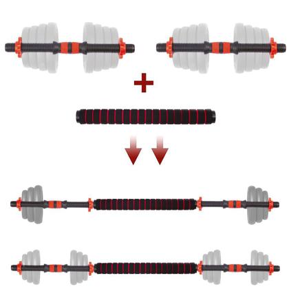 Imagem de Barra Supino Halter com Rosca e Conector Kit 2 em 1 Yangfit