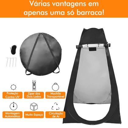 Imagem de Barraca Banheiro Trocador Cor Preto para Camping Tenda Portátil