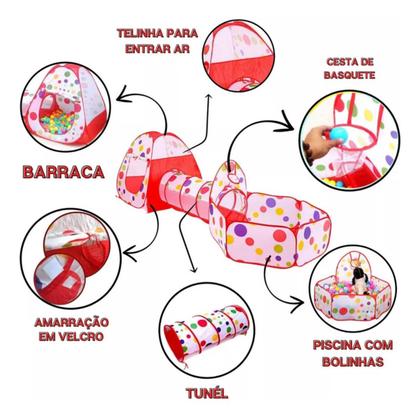 Imagem de Barraca Cabana Toca Túnel Infantil 3x1 Piscina De Bolinhas