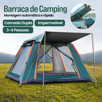 Imagem de Barraca Camping Acampamento até 4 Pessoas A Prova Dágua AntiMosquito Abertura Rápida Expansão Automática Gazebo Varanda