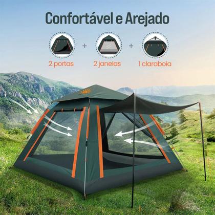 Imagem de Barraca Camping Acampamento até 4 Pessoas A Prova Dágua AntiMosquito Abertura Rápida Expansão Automática Gazebo Varanda