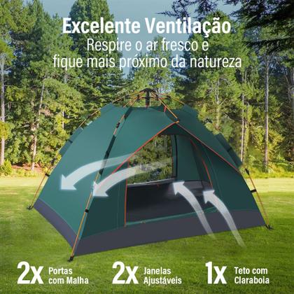 Imagem de Barraca Camping De até 4 Pessoas A Prova D'agua Anti-Mosquito Abertura Rápida Expansão Automática