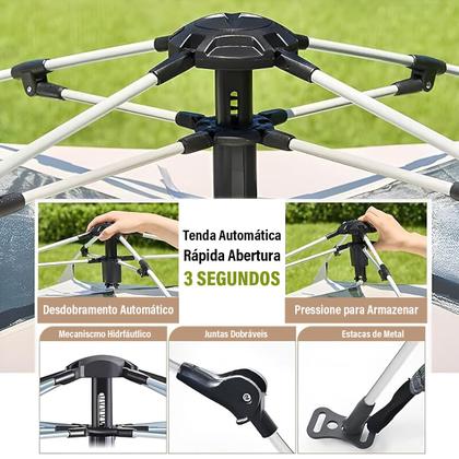 Imagem de Barraca Camping De até 4 Pessoas A Prova Dágua AntiMosquito Abertura Rápida Teto Removível Expansão Acampamento