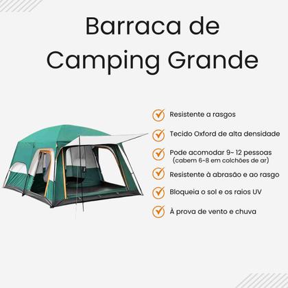 Imagem de Barraca Camping Grande Impermeável 9-12 Pessoas Acampamento