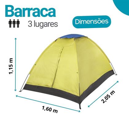 Imagem de Barraca De Camping 3 Pessoas Impermeável Com Bolsa