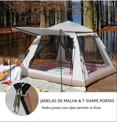 Imagem de Barraca De Camping Automática 4 A 6 Pessoas Impermeável Com Varanda E Mosquiteiro Espaçosa