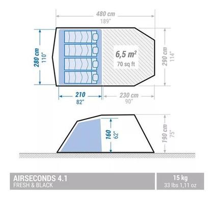 Imagem de Barraca De Camping Com Bolsa Quechua Air Seconds 4.1