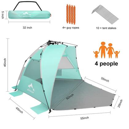 Imagem de Barraca de praia Oileus X-Large para 4 pessoas com abrigo solar verde claro