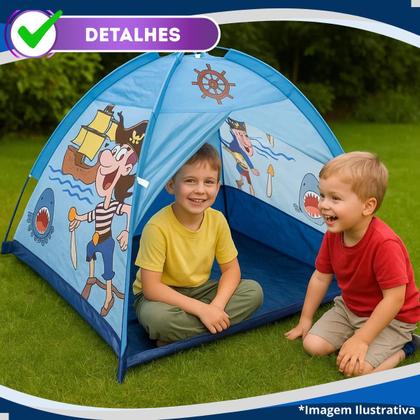 Imagem de Barraca Infantil Acampamento Camping Tenda Toca Cabana Brinquedo Esconderijo Pirata Azul