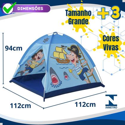 Imagem de Barraca Infantil Acampamento Camping Tenda Toca Cabana Brinquedo Esconderijo Pirata Azul