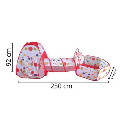 Imagem de Barraca Infantil Cabana Grande Tenda com Piscina para Bolinhas Toca 3 em 1 Vermelha Importway Bw158