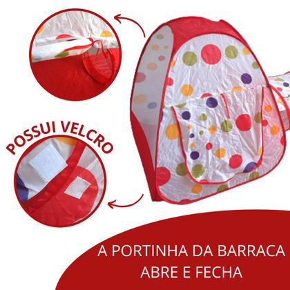 Imagem de Barraca Infantil Cabana Grande Tenda com Piscina para Bolinhas Toca 3 em 1 Vermelha Importway Bw158