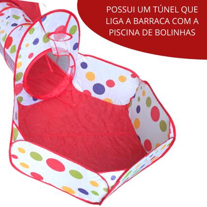Imagem de Barraca Infantil Cabana Grande Tenda com Piscina para Bolinhas Toca 3 em 1 Vermelha Importway Bw158