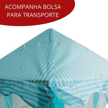 Imagem de Barraca Infantil Cabana Tenda Toca Castelo Iluminada Com Fio Luzes Led Azul Barraca Barraquinha