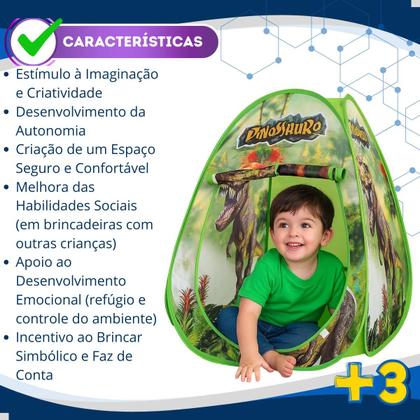 Imagem de Barraca Infantil Camana Tenda Casinha Dinossauros Barraquinha Instantanea Brinquedo Menino