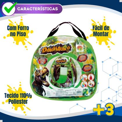 Imagem de Barraca Infantil Camana Tenda Casinha Dinossauros Barraquinha Instantanea Brinquedo Menino