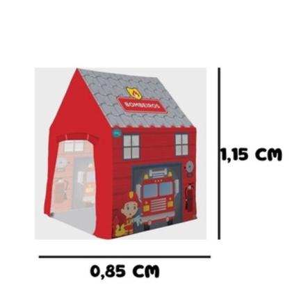 Imagem de Barraca Infantil Castelo Encantado Bombeiro Desmontável Casinha Tenda Toca Cabana Criança Menina 1,15x0,85cm