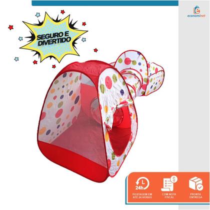 Imagem de Barraca Infantil com Toca Túnel e Piscina de Bolinhas Castelo Acampamento Grande Menino Menina Dobrável Brinquedo Educativo