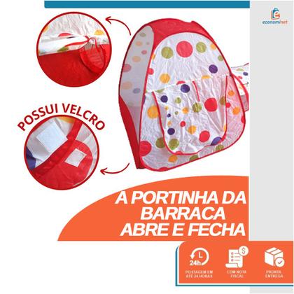 Imagem de Barraca Infantil com Toca Túnel e Piscina de Bolinhas Castelo Acampamento Grande Menino Menina Dobrável Brinquedo Educativo