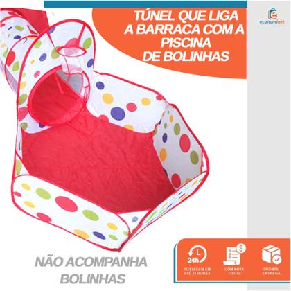 Imagem de Barraca Infantil com Toca Túnel e Piscina de Bolinhas Castelo Acampamento Grande Menino Menina Dobrável Brinquedo Educativo