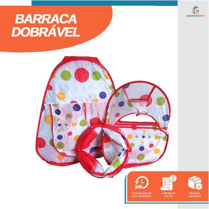 Imagem de Barraca Infantil com Toca Túnel e Piscina de Bolinhas Castelo Acampamento Grande Menino Menina Dobrável Brinquedo Educativo