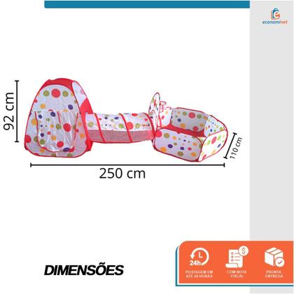 Imagem de Barraca Infantil com Toca Túnel e Piscina de Bolinhas Castelo Acampamento Grande Menino Menina Dobrável Brinquedo Educativo