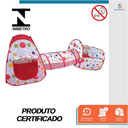Imagem de Barraca Infantil com Toca Túnel e Piscina de Bolinhas Castelo Acampamento Grande Menino Menina Dobrável Brinquedo Educativo